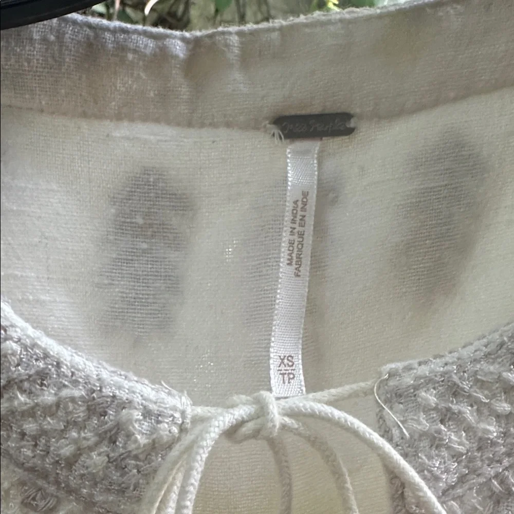 Free People Wildlife Embroidered 3/4 Sleeve Top